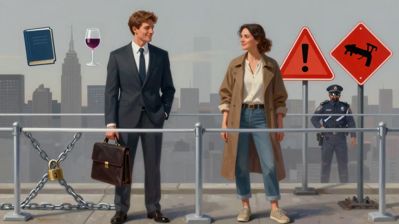 A symbolic split image showing companionship on one side and legal risks on the other.