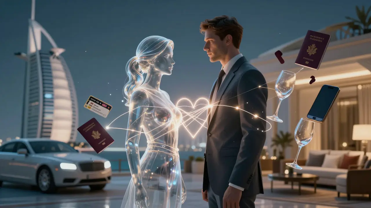 An abstract image of emotional connection between two people, with glowing threads symbolizing understanding over physical intimacy.